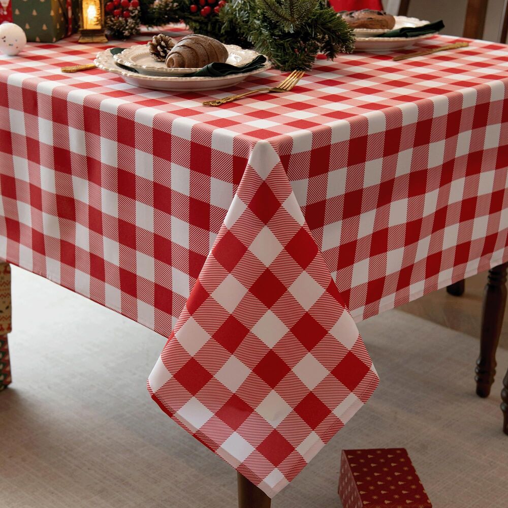 Rectangle 58x84" Waterproof Fabric Tablecloth - Classic Gingham Indoor/Outdoor